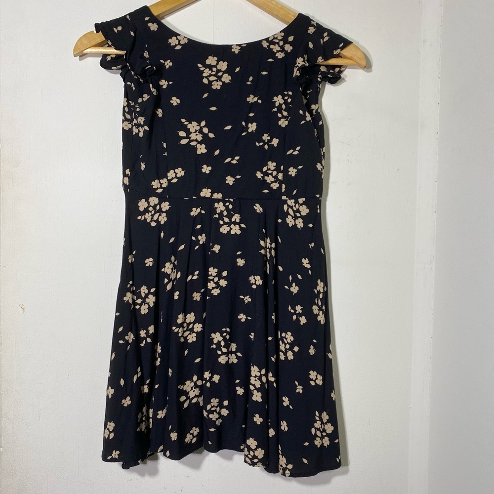 Polo Ralph Lauren Blouse Fit and Flare Top Black Yellow Floral Size 6